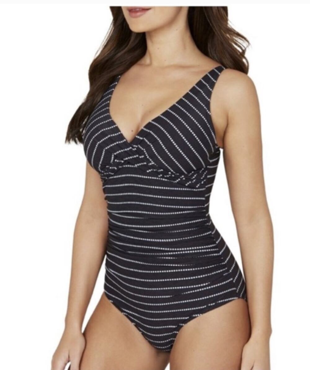 NipTuck Multi Fit Cup Blue Nautical One-Piece Swimsuit Size 8